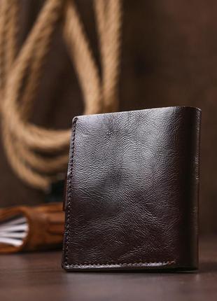 Стильне шкіряне портмоне для чоловіків shvigel 16485 коричневий8 фото
