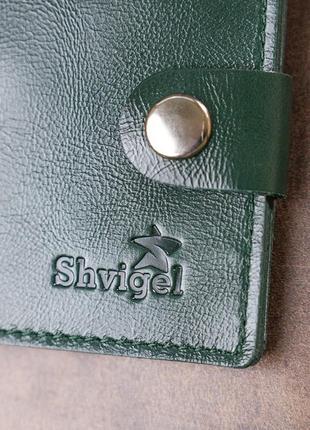 Невелике модне шкіряне портмоне shvigel 16441 зелений6 фото