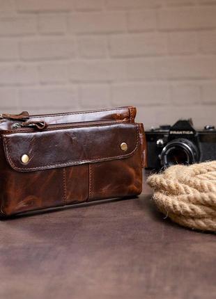Поясна сумка чоловіча vintage 14815 коричнева4 фото