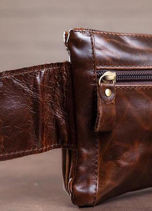 Поясна сумка чоловіча vintage 14815 коричнева5 фото