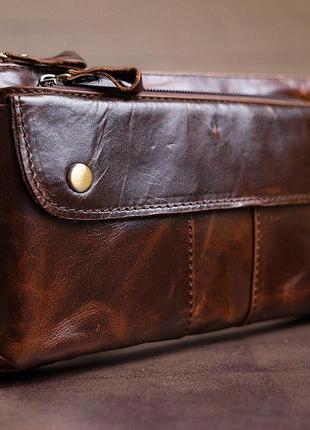 Поясна сумка чоловіча vintage 14815 коричнева6 фото