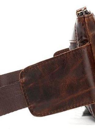 Поясна сумка чоловіча vintage 14815 коричнева10 фото