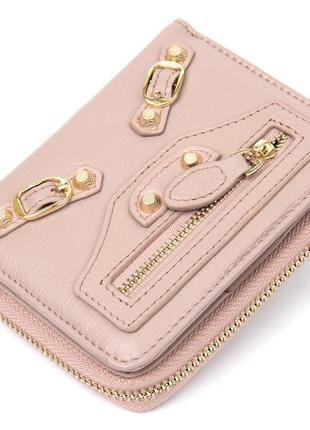 Шкіряний симпатичний жіночий гаманець guxilai дек58 світло-рож...