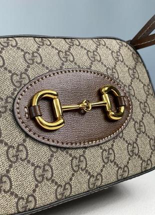 Сумка кросс боді premium gu*** horsebit 1955 small shoulder bag brown5 фото