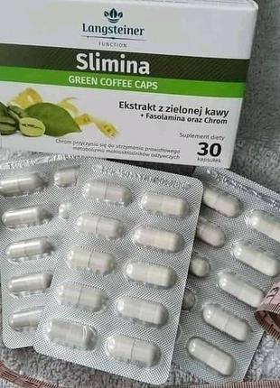 Дієтична добавка slimina "зелена кава+хром" langsteiner, 30 капсул