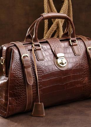 Шкіряна дорожня сумка vintage 14285 коричневий10 фото