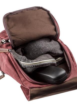Компактний жіночий текстильний рюкзак vintage 20195 малиновий5 фото