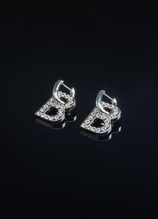 Сережки balenciaga каміння срібні 029162