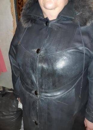 Кожаный длинный плащ/пальто2 фото