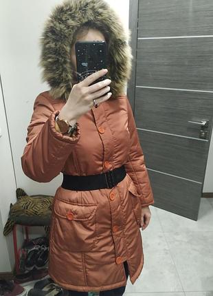 Зимняя куртка ручной работы на синтепоне с мехом