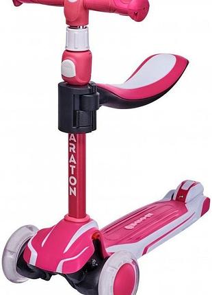 Самокат – беговіл триколісний 2 в 1 maraton flex дитячий рожев...