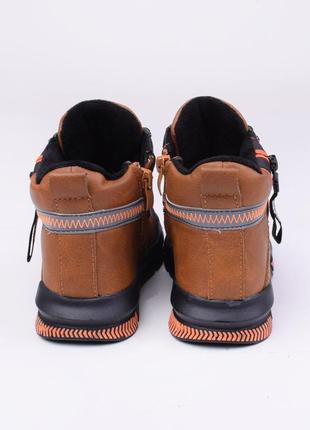 Стильные коричневые осенние деми ботинки для мальчика детские рыжие3 фото