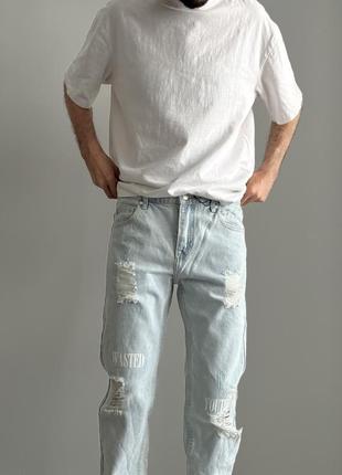 Wesc eddy slim tapered jeans джинсы деним denim оригинал новые светлые легкие потертые стильные слим красивые премиум deconstructed рваные принты6 фото