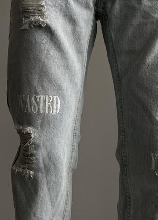 Wesc eddy slim tapered jeans джинсы деним denim оригинал новые светлые легкие потертые стильные слим красивые премиум deconstructed рваные принты4 фото