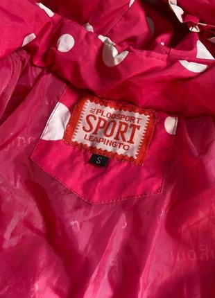 Курточка для дівчинки рожева в білий горошок з капюшоном 6-9 місяців4 фото