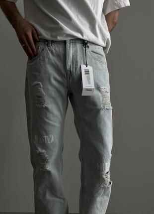 Wesc bob deconstructed straight jeans джинси оригінал нові світлі легкі потерті стильні прямі гарні преміум deconstructed рвані принти денім denim