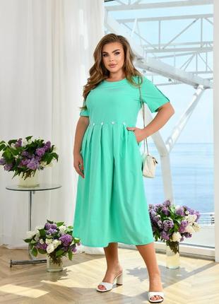 Женское нарядное, стильное летнее платье батал больших размеров удлиненная меди 52 54 размер 56 58 5xl 6xl 7xl 60 62 64xl xl 66 мята желтая10 фото