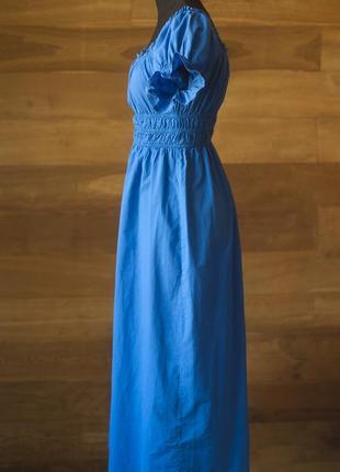 Синее летнее платье миди женское h&m, размер xs, s4 фото