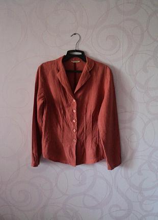 Льняная рубашка терракотового цвета
