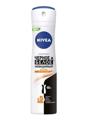 Дезодорант (спрей) 150мл чорне і біле невидимий extra тм nivea1 фото