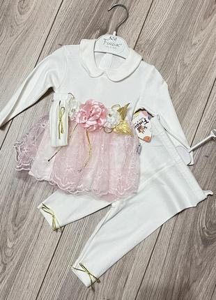 Костюмчик новий сукня+лосинки+повязка 3 міс 62 см