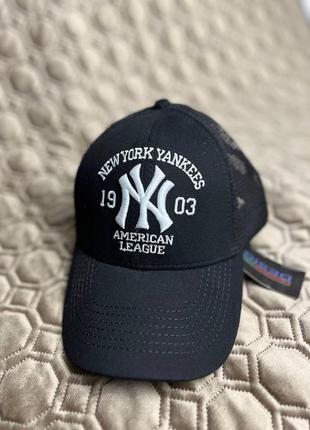 Бейсболка кепка new york черный хаки лето сетка3 фото