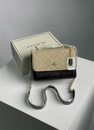 Сумка coach mini klare crossbody in signature canvas beige/brown2 фото