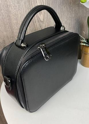 Якісна жіноча міні сумочка клатч ysl чорна екошкіра, стильна сумка на плече5 фото