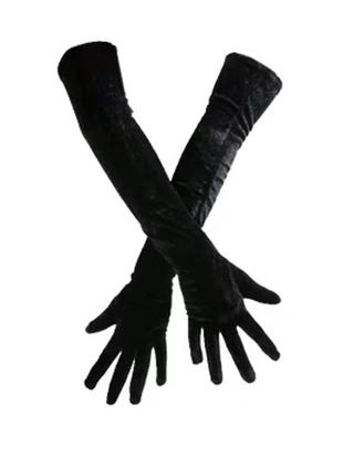 Длинные велюровые перчатки с пальчиками за локоть гетсби, мафия, чикаго, мулен руж3 фото