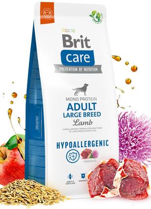 Сухий корм для дорослих собак великих порід brit care hypoallergenic adult large breed lamb 12 кг