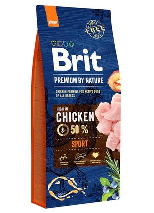 Сухой корм для активных собак всех пород brit premium by nature sport 15 кг