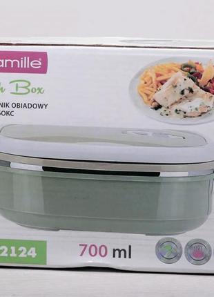 Ланчбокс kamille food box 700 мл, 20х14.5х7.5см, бежевий з оли...4 фото