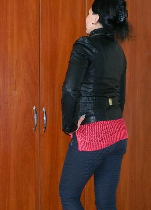Куртка женская черная демисезонная кажзам р. 42-44 с теплой подкладкой9 фото