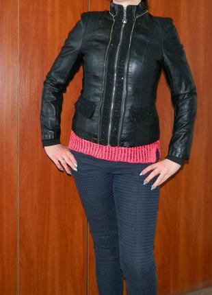 Куртка женская черная демисезонная кажзам р. 42-44 с теплой подкладкой7 фото