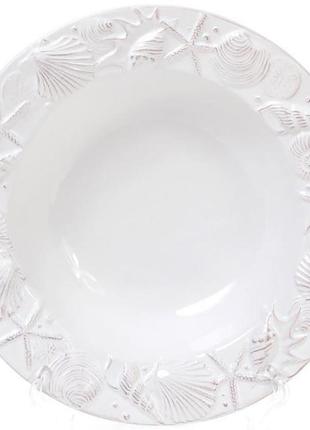 Набір 3 тарілки "морський бриз" ø23.5 см, супові, біла кераміка2 фото