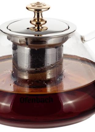 Чайник скляний заварювальний ofenbach 700 мл зі знімним ситечк...2 фото