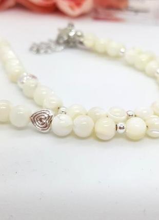 🩵🐚вишукане кольє з натурального перламутру з підвіскою серце6 фото