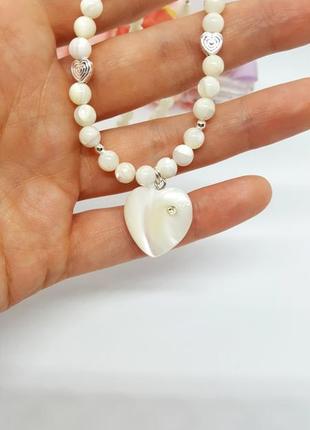 🩵🐚вишукане кольє з натурального перламутру з підвіскою серце7 фото