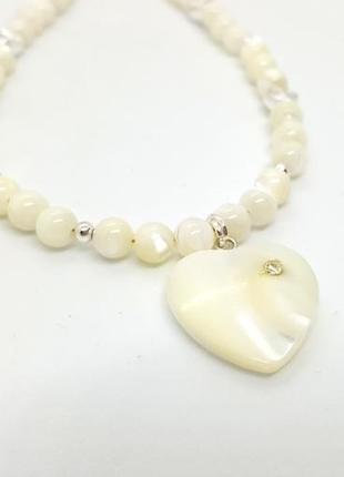 🩵🐚вишукане кольє з натурального перламутру з підвіскою серце4 фото