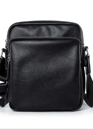 Качественная мужская сумка планшетка эко кожа черная4 фото