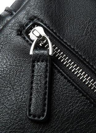 Качественная мужская сумка планшетка эко кожа черная9 фото