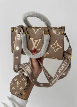 Сумка женская в стиле louis vuitton onthego east west black beige/brown 1:1 высочайшее качество4 фото