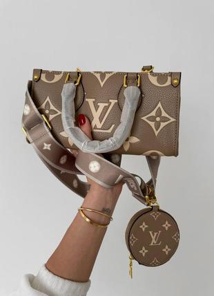 Сумка женская в стиле louis vuitton onthego east west black beige/brown 1:1 высочайшее качество3 фото