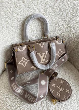 Сумка женская в стиле louis vuitton onthego east west black beige/brown 1:1 высочайшее качество7 фото