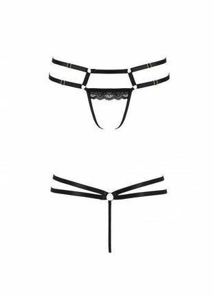 Трусики-стрінги з стреп з мереживом lorry thong black s/m - pa...