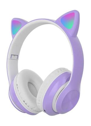 Дитячі бездротові навушники led з котячими вушками cat ear stn...