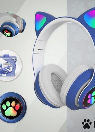 Дитячі бездротові навушники led з котячими вушками cat ear stn...