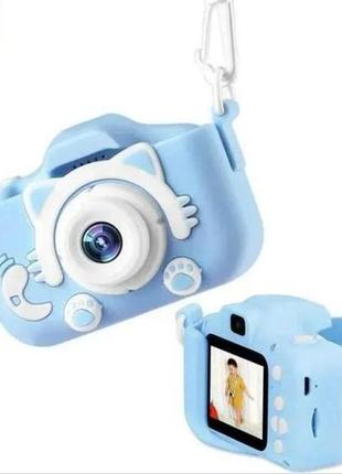Дитячий цифровий фотоапарат smart kids котик голубий