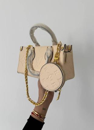 Сумка женская в стиле louis vuitton onthego east west total beige 1:1 высочайшее качество4 фото