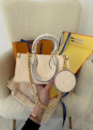 Сумка женская в стиле louis vuitton onthego east west total beige 1:1 высочайшее качество8 фото